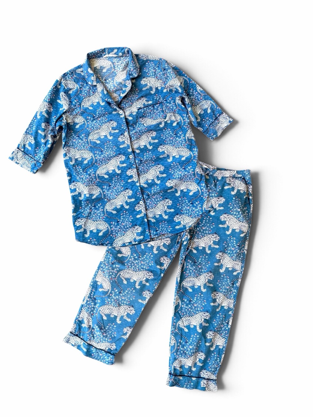 Printfresh Bagheera Blue Leopard Cotton Pajama Set Large